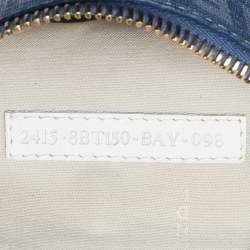 Pre Owned Fendi Light Blue Zucchino Canvas and Leather Crossbody Bag