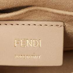 Pre Owned Fendi Green Leather Mini Scalloped Kan I Shoulder Bag