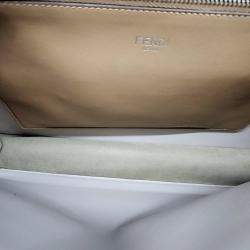 Fendi Light Gray Leather Medium Peekaboo ISeeU Top Handle Bag