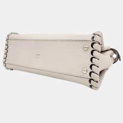 Pre Owned Fendi Beige Leather Medium Peekaboo Top Handle Bag