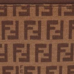 Fendi Brown/Beige Zucchino Coated Canvas Zip Around Wallet 