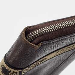 Pre Owned Fendi Black Sellieria Leather Logo Zip Around Continental Wallet