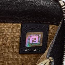 Pre Owned Fendi Black Sellieria Leather Logo Zip Around Continental Wallet