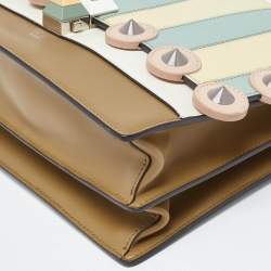 Pre Owned Fendi Multicolor Scalloped Leather Medium Striped Kan I Shoulder Bag