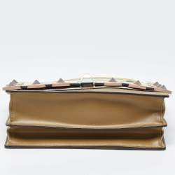 Pre Owned Fendi Multicolor Scalloped Leather Medium Striped Kan I Shoulder Bag