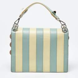 Pre Owned Fendi Multicolor Scalloped Leather Medium Striped Kan I Shoulder Bag