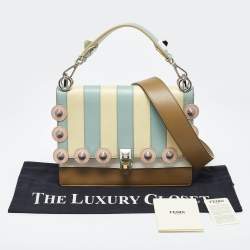 Pre Owned Fendi Multicolor Scalloped Leather Medium Striped Kan I Shoulder Bag