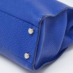 Pre Owned Fendi Blue Leather Medium Peekaboo Top Handle Bag