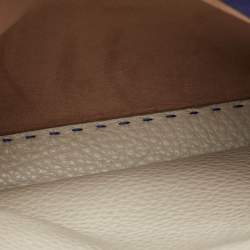 Pre Owned Fendi Blue Leather Medium Peekaboo Top Handle Bag