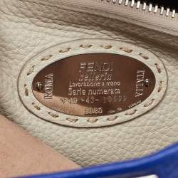 Pre Owned Fendi Blue Leather Medium Peekaboo Top Handle Bag