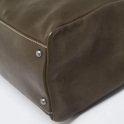 Pre Owned Fendi Dark Green/Bronze Selleria Leather Large Peekaboo Top Handle Bag