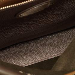 Pre Owned Fendi Dark Green/Bronze Selleria Leather Large Peekaboo Top Handle Bag