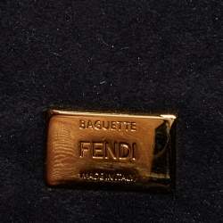 Fendi Black Leather Micro Pearl Bow Double Baguette Bag