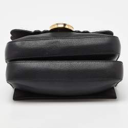 Fendi Black Leather Micro Pearl Bow Double Baguette Bag