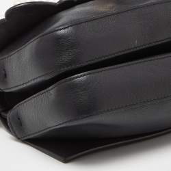 Fendi Black Leather Micro Pearl Bow Double Baguette Bag