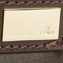 Pre Owned Fendi Dark Brown Zucca Tortoise Effect Leather Tote