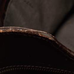 Pre Owned Fendi Dark Brown Zucca Tortoise Effect Leather Tote