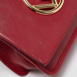 Pre Owned Fendi Red Leather Mini Kan I Shoulder Bag