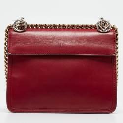 Pre Owned Fendi Red Leather Mini Kan I Shoulder Bag