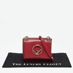 Pre Owned Fendi Red Leather Mini Kan I Shoulder Bag