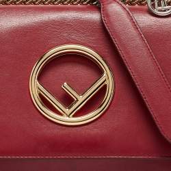 Pre Owned Fendi Red Leather Mini Kan I Shoulder Bag