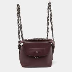 Pre Owned Fendi Burgundy Leather Back to School Backpack