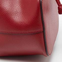 Pre Owned Fendi Red Leather Mini Mon Tresor Drawstring Bucket Bag