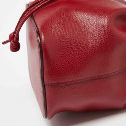 Pre Owned Fendi Red Leather Mini Mon Tresor Drawstring Bucket Bag