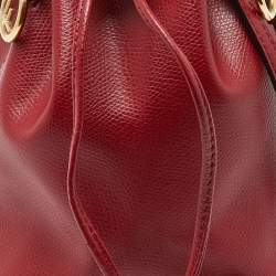 Pre Owned Fendi Red Leather Mini Mon Tresor Drawstring Bucket Bag