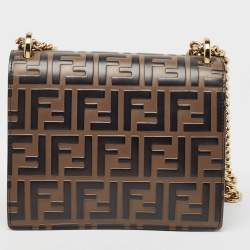 Pre Owned Fendi Black/Brown Zucca Embossed Leather Small Kan U Shoulder Bag