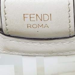 Pre Owned Fendi Transparent/Off White Zucca PVC and Leather Small Runaway Shopper Tote