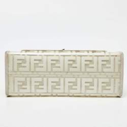Pre Owned Fendi Transparent/Off White Zucca PVC and Leather Small Runaway Shopper Tote
