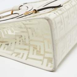 Pre Owned Fendi Transparent/Off White Zucca PVC and Leather Small Runaway Shopper Tote