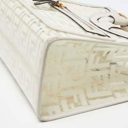 Pre Owned Fendi Transparent/Off White Zucca PVC and Leather Small Runaway Shopper Tote