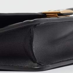 Fendi Black Zucca Embossed Leather Baguette Wallet on Chain
