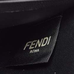 Fendi Black Zucca Embossed Leather Baguette Wallet on Chain