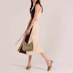 Pre Owned Fendi Brown/Beige Zucchino Canvas and Leather Shoulder Bag