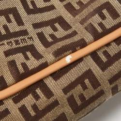 Pre Owned Fendi Brown/Beige Zucchino Canvas and Leather Shoulder Bag