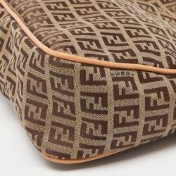 Pre Owned Fendi Brown/Beige Zucchino Canvas and Leather Shoulder Bag