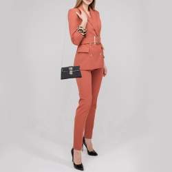 Pre Owned Fendi Black Zucchino Canvas and Leather Wallet on Chain 