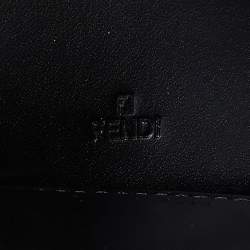 Pre Owned Fendi Black Zucchino Canvas and Leather Wallet on Chain 