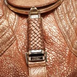 Pre Owned Fendi Bronze Pebbled Leather Spy Bag