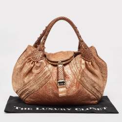 Pre Owned Fendi Bronze Pebbled Leather Spy Bag
