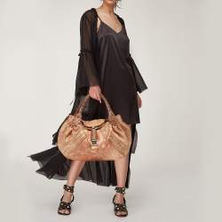 Pre Owned Fendi Bronze Pebbled Leather Spy Bag