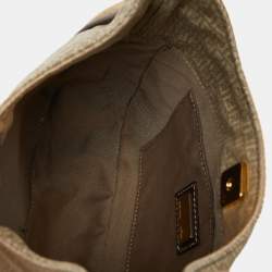 Pre Owned Fendi Beige/Brown Zucchino Canvas and Leather Shoulder Bag