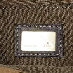 Pre Owned Fendi Beige/Brown Zucchino Canvas and Leather Shoulder Bag