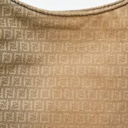 Pre Owned Fendi Beige/Brown Zucchino Canvas and Leather Shoulder Bag