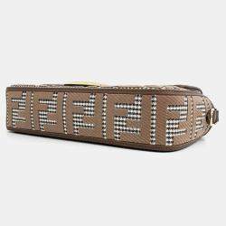 Fendi Brown Jacquard Baguette Shoulder Bag