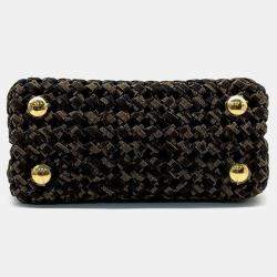 Fendi Brown Intrecciato Peekaboo Mini Top Handle Bag