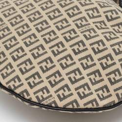 Fendi Beige/Black Zucchino Canvas and Leather Oyster Hobo